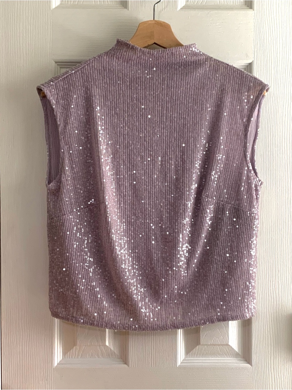Anthropologie Lavender Sequin Mock-Neck Tank - Picture 3 of 11